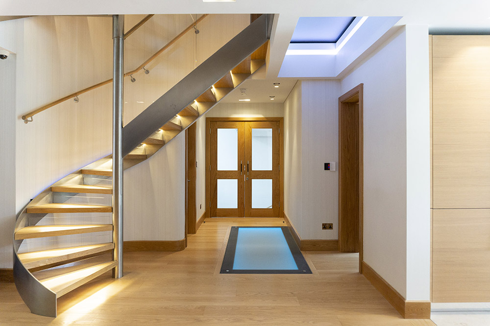residential interior designer Sussex spiral staircase